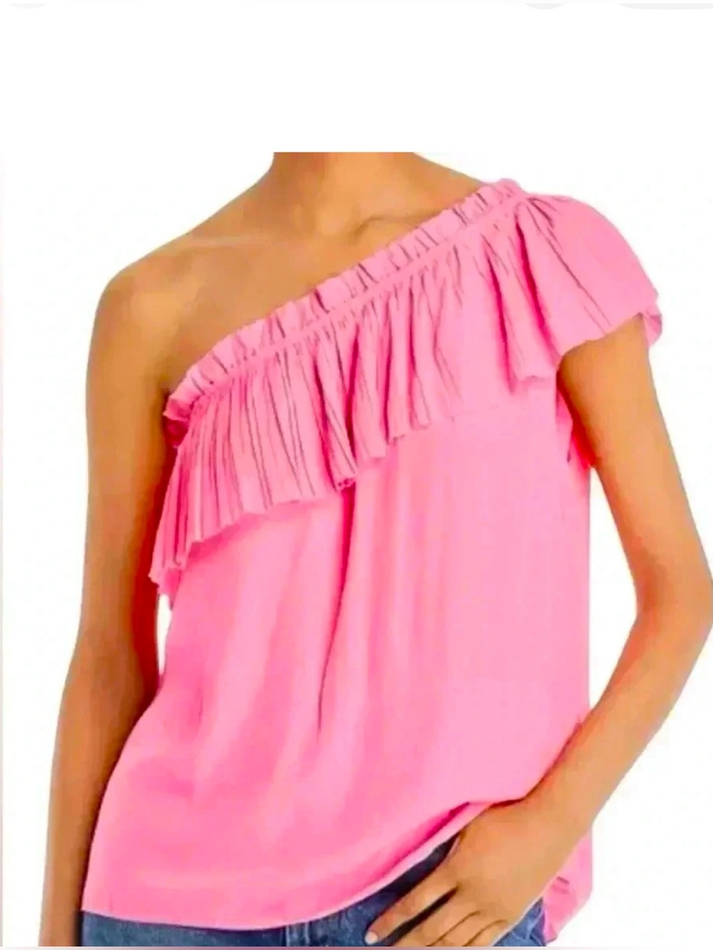 Ramy Brook Pink One-Shoulder Ruffle Blouse 💗💗